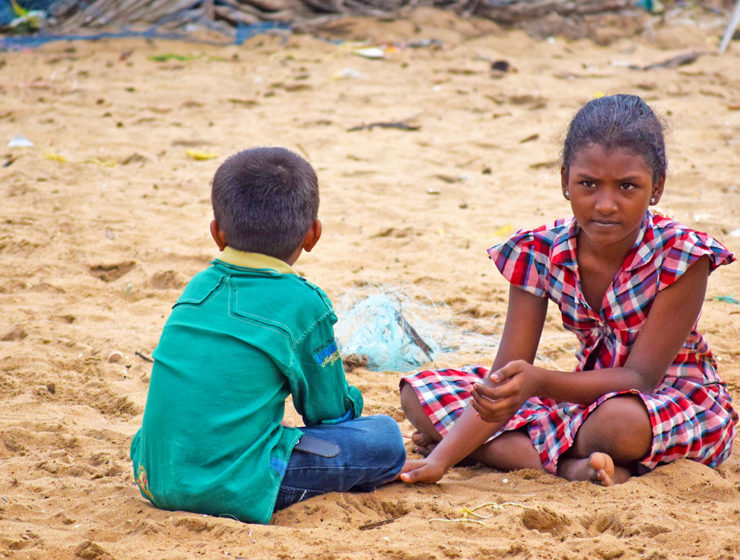 Tamilska flyktingbarn i nordvästra Sri Lanka