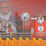 Modi kampanjar i Västbengalen den 12 april 2021