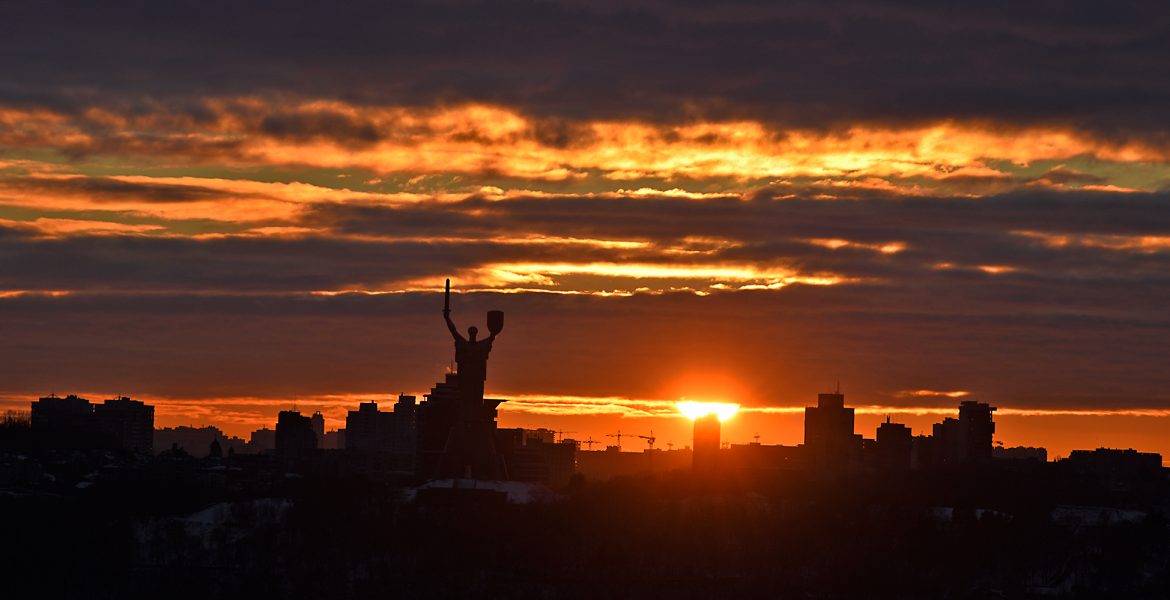 Kiev Skyline (december 2018) Ukrainas huvudstad
