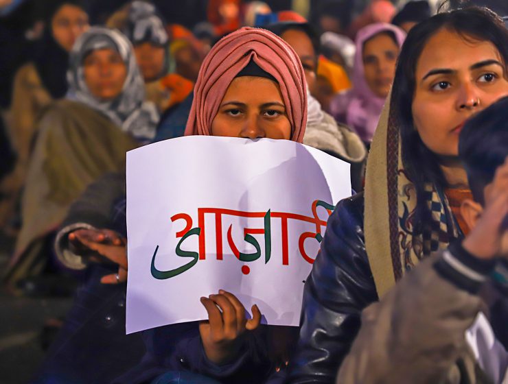 Protest för minoriteters rättigheter i Delhi i mars 2020.