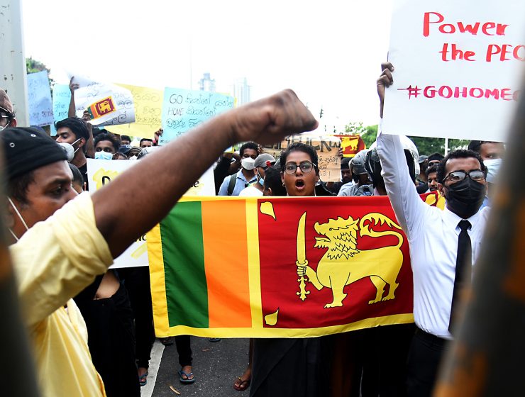 Protester i Colombo 2022 mot Sri Lankas regering