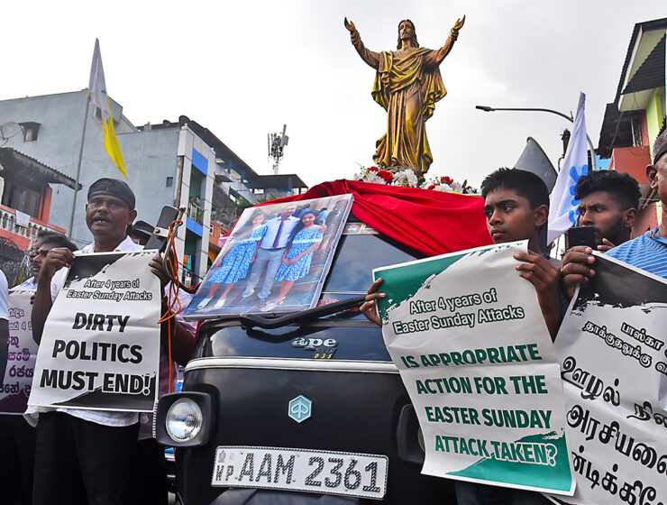 Procession i Colombo den 21 april 2023 till minne av de offren vid terrordåden i Sri Lanka på påskdagen 2019.