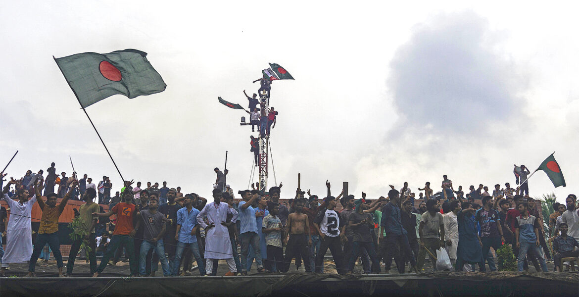 Protester i Bangladesh i augusti 2024