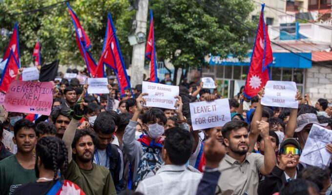 Protester i Nepal den 8 september 2025
