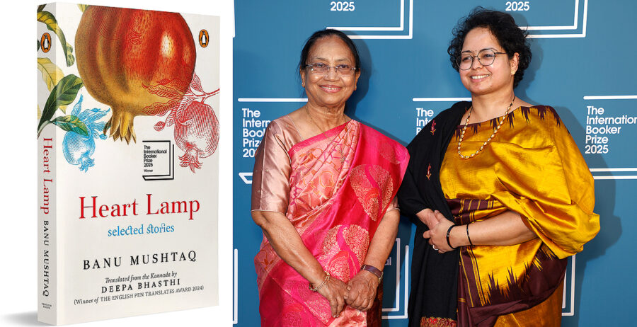 Vinnaren av International Booker Prize 2025 – författaren Banu Mushtaq och översättaren Deepa Bhasthi.