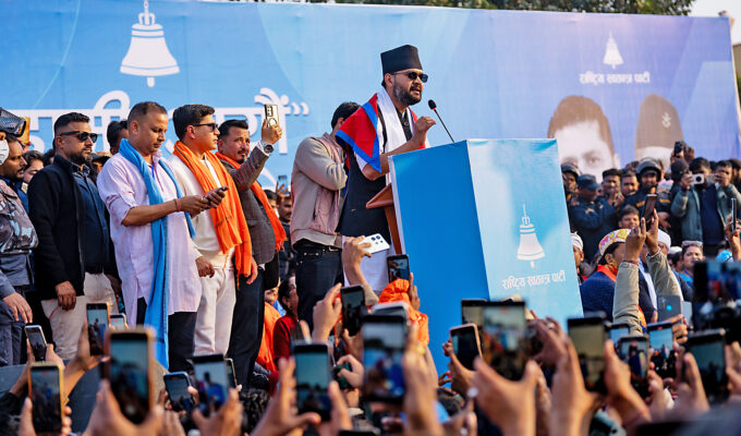 Balendra Shah i Janakpur Dham, i provinsen Madhesh i Nepal, sedan han avgått som borgmästare i Katmandu för att ta nya steg i politiken.