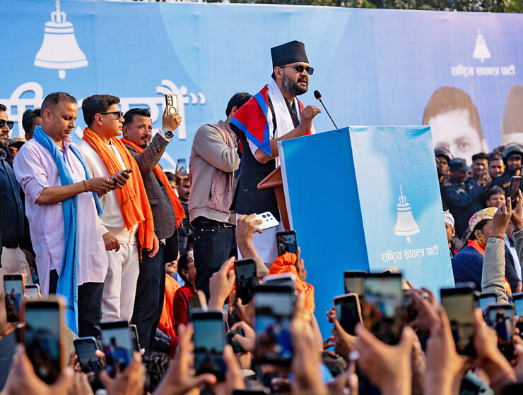 Balendra Shah i Janakpur Dham, i provinsen Madhesh i Nepal, sedan han avgått som borgmästare i Katmandu för att ta nya steg i politiken.