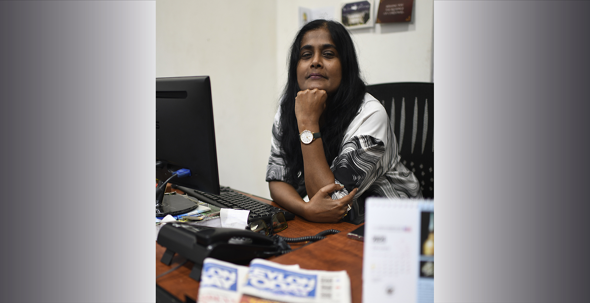 Sulochana Ramiah Mohan är biträdande redaktör och prisvinnande journalist vid Ceylon Today i Colombo. Bild från 2025.