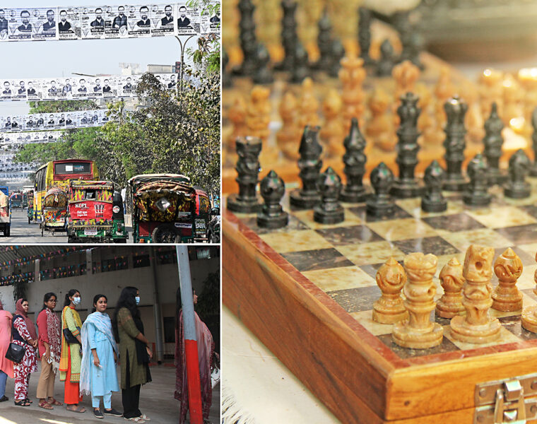 Valaffischer, kö till vallokal och en ny uppsättning politiska spelpjäser i parlamentet i Dhaka.