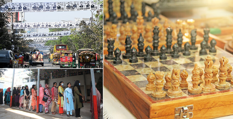 Valaffischer, kö till vallokal och en ny uppsättning politiska spelpjäser i parlamentet i Dhaka.