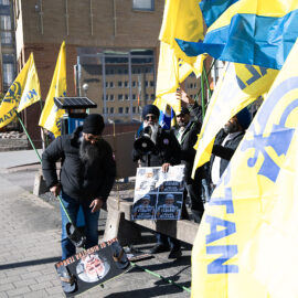 Röster höjdes för ett fristående Khalistan –ett tjugotal sikher protesterade mot Modis besök.