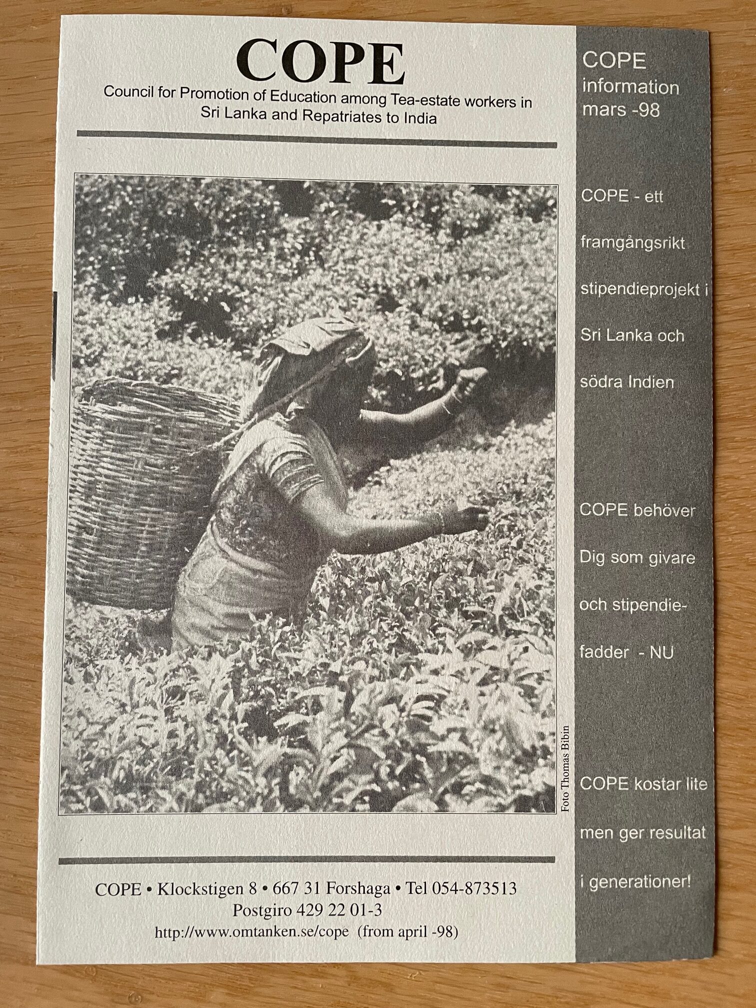 Informationsskrift om Cope från 1998.