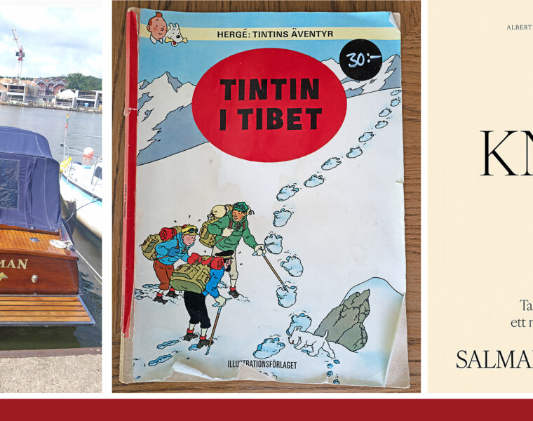 Motorbåten Hanuman i Litauen, seriealbumet Tintin i Tibet av Hergé och boken Kniv av Salman Rushdie.