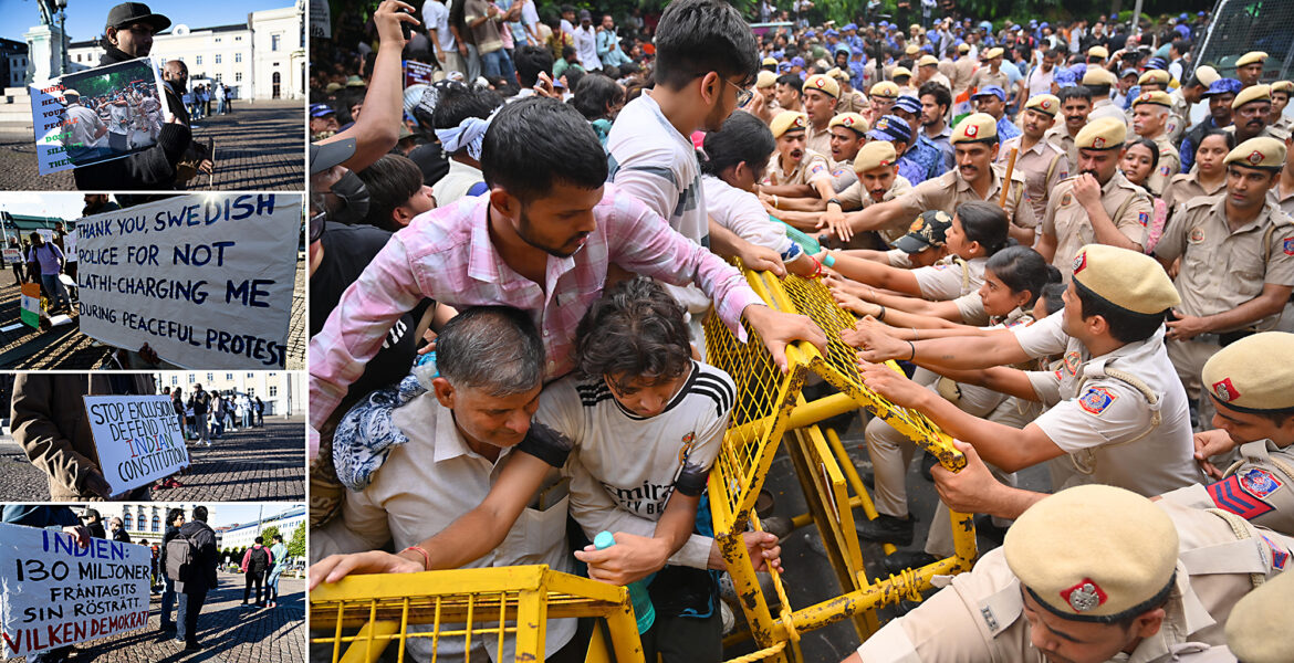 En gata vid MantarJantar i Delhi har använts för protester. I Göteborg samlades en grupp människor med rötter i Indien i en manifestation på Gustav Adolfs torg.